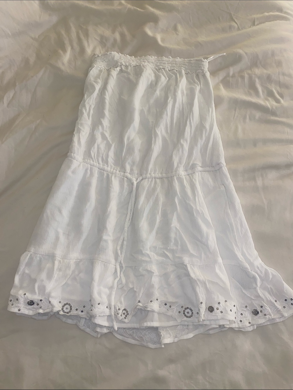 vintage white Holster dress with waist tie and sequins